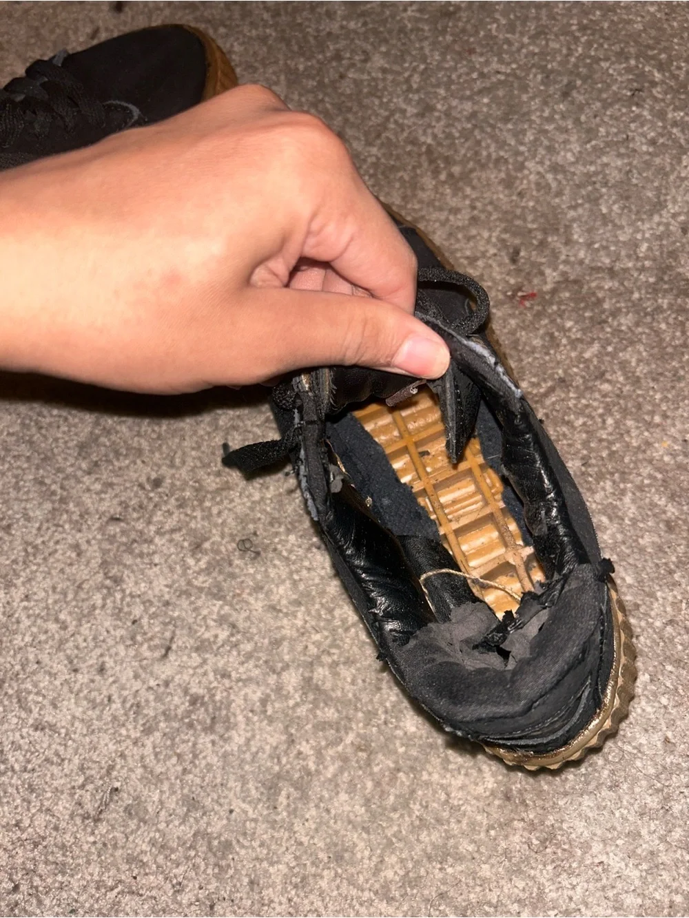 Puma Kids Black Sneakers with Brown Gum Sole